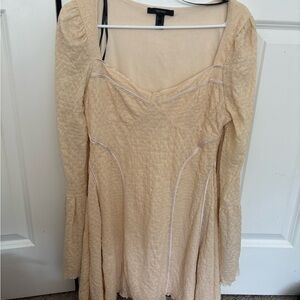 Forever 21 Cream Long Sleeve Dress